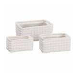Soft Plush Rectangular Storage Baskets | Set of 3, Assorted Neutral Colours