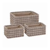 Soft Plush Rectangular Storage Baskets | Set of 3, Assorted Neutral Colours