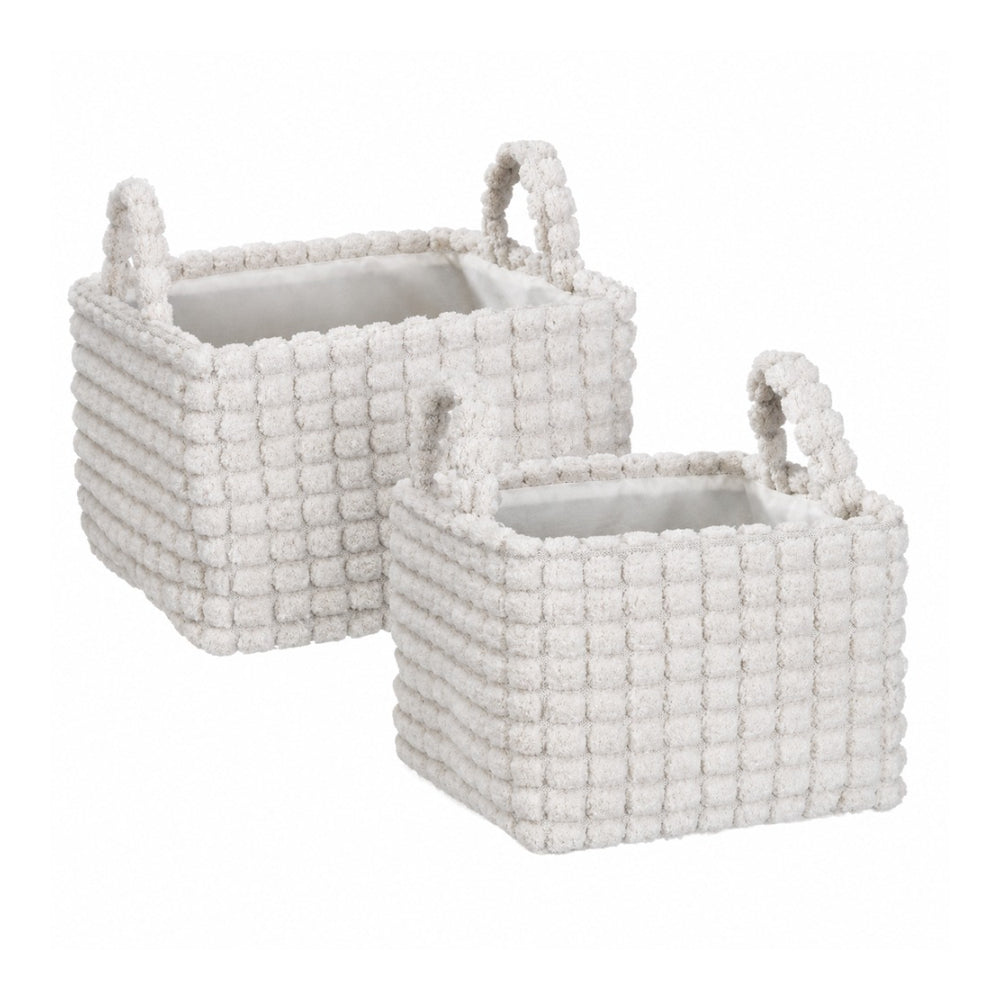 Soft Textured Storage Basket Set | Pack of 2, Assorted Colours and Designs
