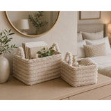 Soft Textured Storage Basket Set | Pack of 2, Assorted Colours and Designs