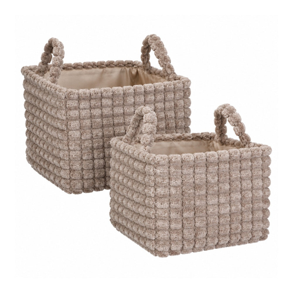Soft Textured Storage Basket Set | Pack of 2, Assorted Colours and Designs