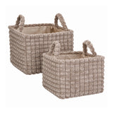 Soft Textured Storage Basket Set | Pack of 2, Assorted Colours and Designs