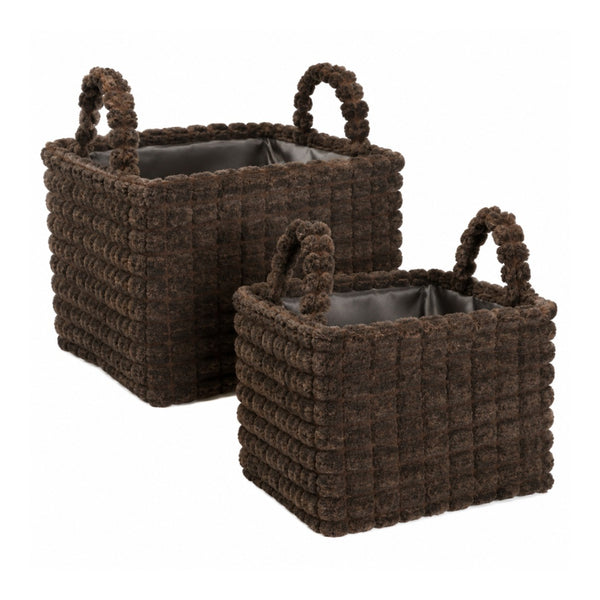 Soft Textured Storage Basket Set | Pack of 2, Assorted Colours and Designs