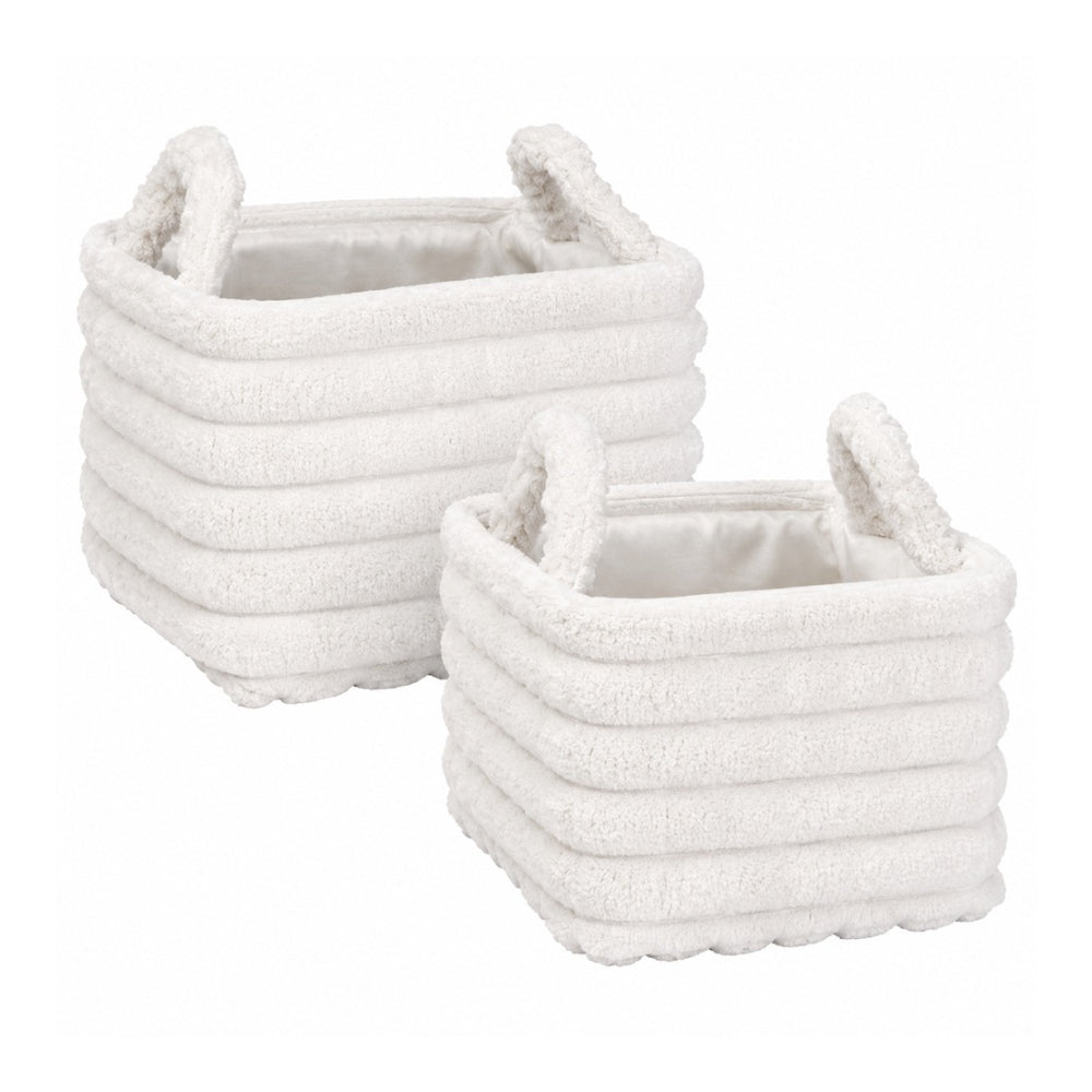 Soft Textured Storage Basket Set | Pack of 2, Assorted Colours and Designs