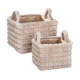 Soft Textured Storage Basket Set | Pack of 2, Assorted Colours and Designs