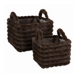 Soft Textured Storage Basket Set | Pack of 2, Assorted Colours and Designs
