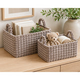 Soft Textured Storage Basket Set | Pack of 2, Assorted Colours and Designs