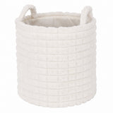 Plush Ribbed Round Storage Basket | 38cm, Assorted Colours, with Handles