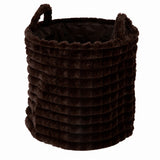 Plush Ribbed Round Storage Basket | 38cm, Assorted Colours, with Handles