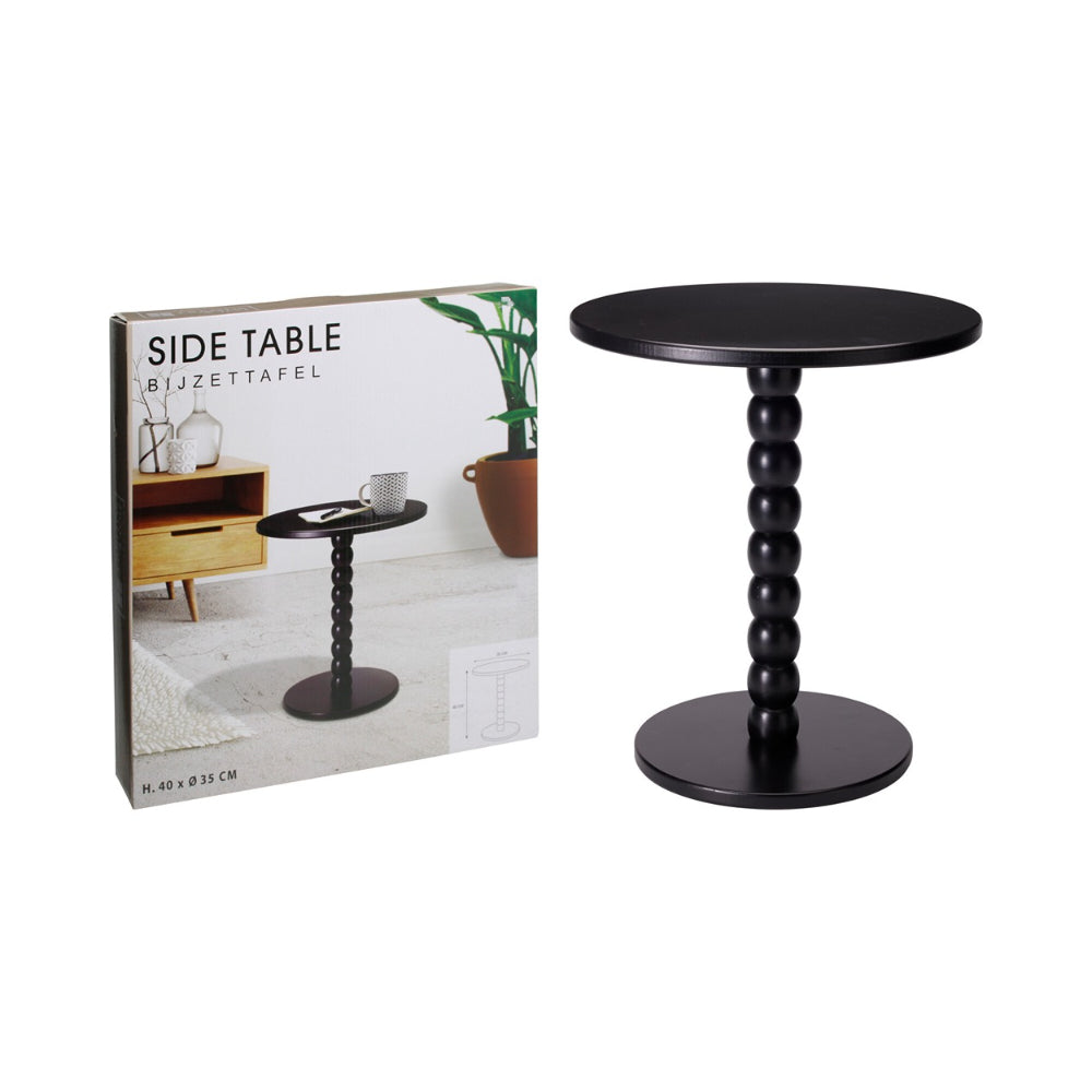 Home Decor Black Bubble Pedestal Round Side Table | 40cm, Ø35cm