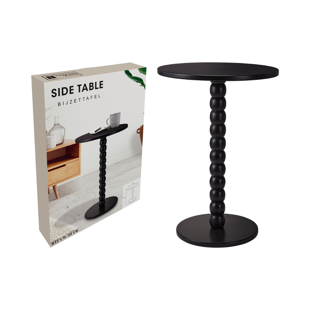 Home Decor Black Bobble Pedestal Round Side Table | Ø35cm x H50cm
