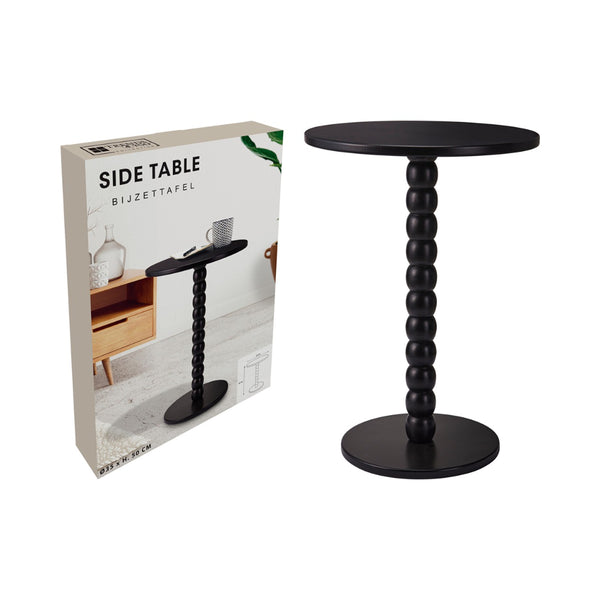 Home Decor Black Bobble Pedestal Round Side Table | Ø35cm x H50cm