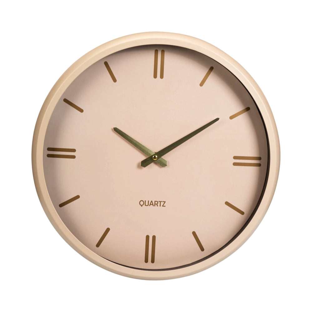 Home Decor Cream Minimalist Wall Clock | 38cm, Quartz Movement, No Numerals