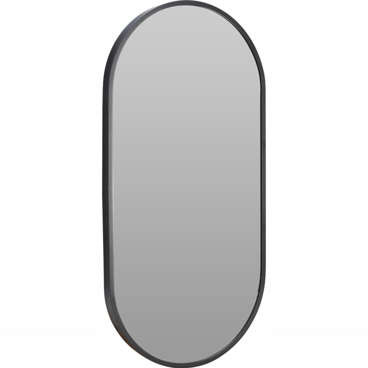 Black Aluminium Oval Wall Mirror | 60cm, Slim Frame, Capsule Shape