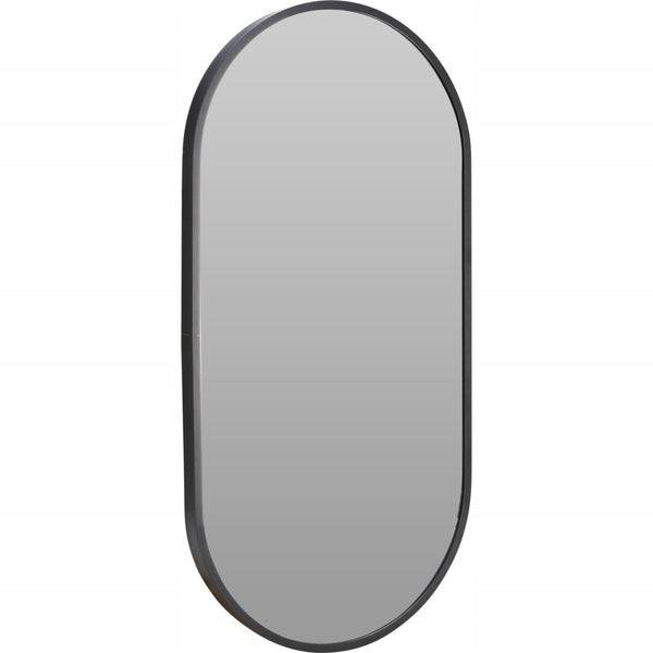 Black Aluminium Oval Wall Mirror | 60cm, Slim Frame, Capsule Shape