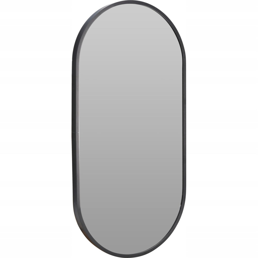 Black Aluminium Oval Wall Mirror | 60cm, Slim Frame, Capsule Shape