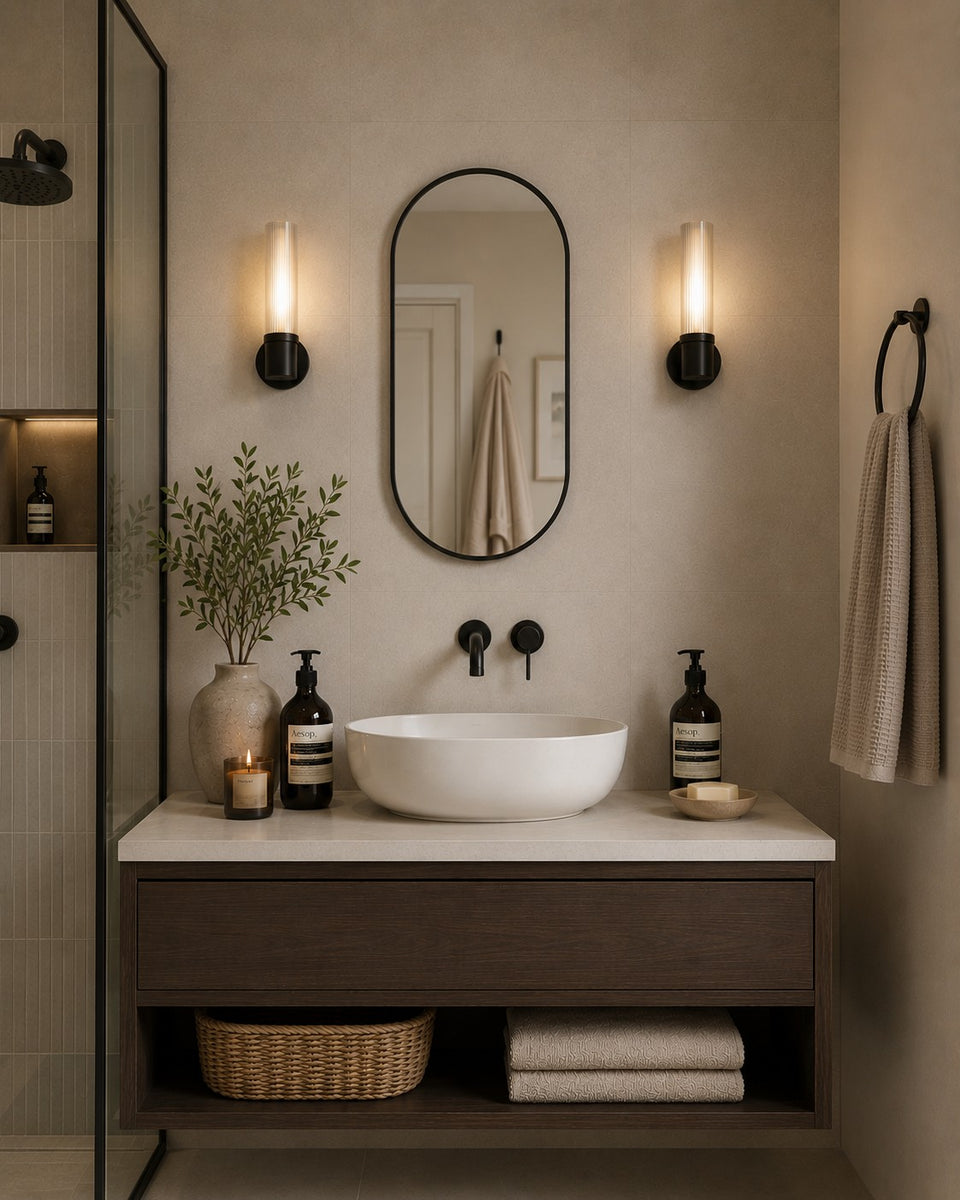 Black Aluminium Oval Wall Mirror | 60cm, Slim Frame, Capsule Shape