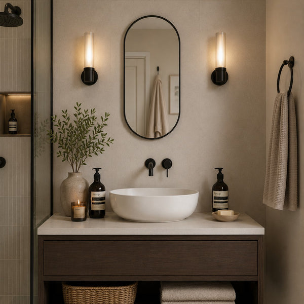 Black Aluminium Oval Wall Mirror | 60cm, Slim Frame, Capsule Shape