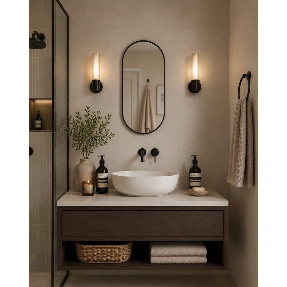 Black Aluminium Oval Wall Mirror | 60cm, Slim Frame, Capsule Shape