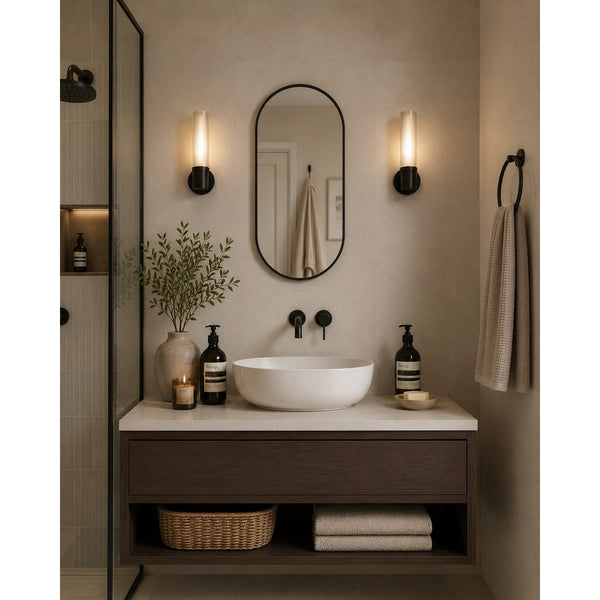 Black Aluminium Oval Wall Mirror | 60cm, Slim Frame, Capsule Shape