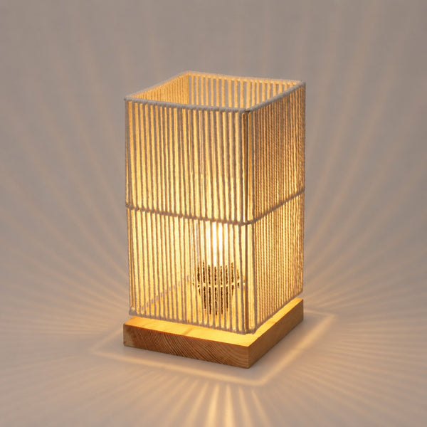 Assorted Colours Woven Cord LED Table Lamp | Natural Cream or Black, 25cm Height