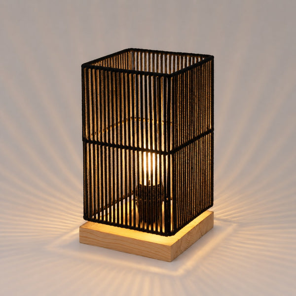 Assorted Colours Woven Cord LED Table Lamp | Natural Cream or Black, 25cm Height