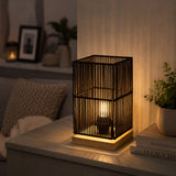 Assorted Colours Woven Cord LED Table Lamp | Natural Cream or Black, 25cm Height