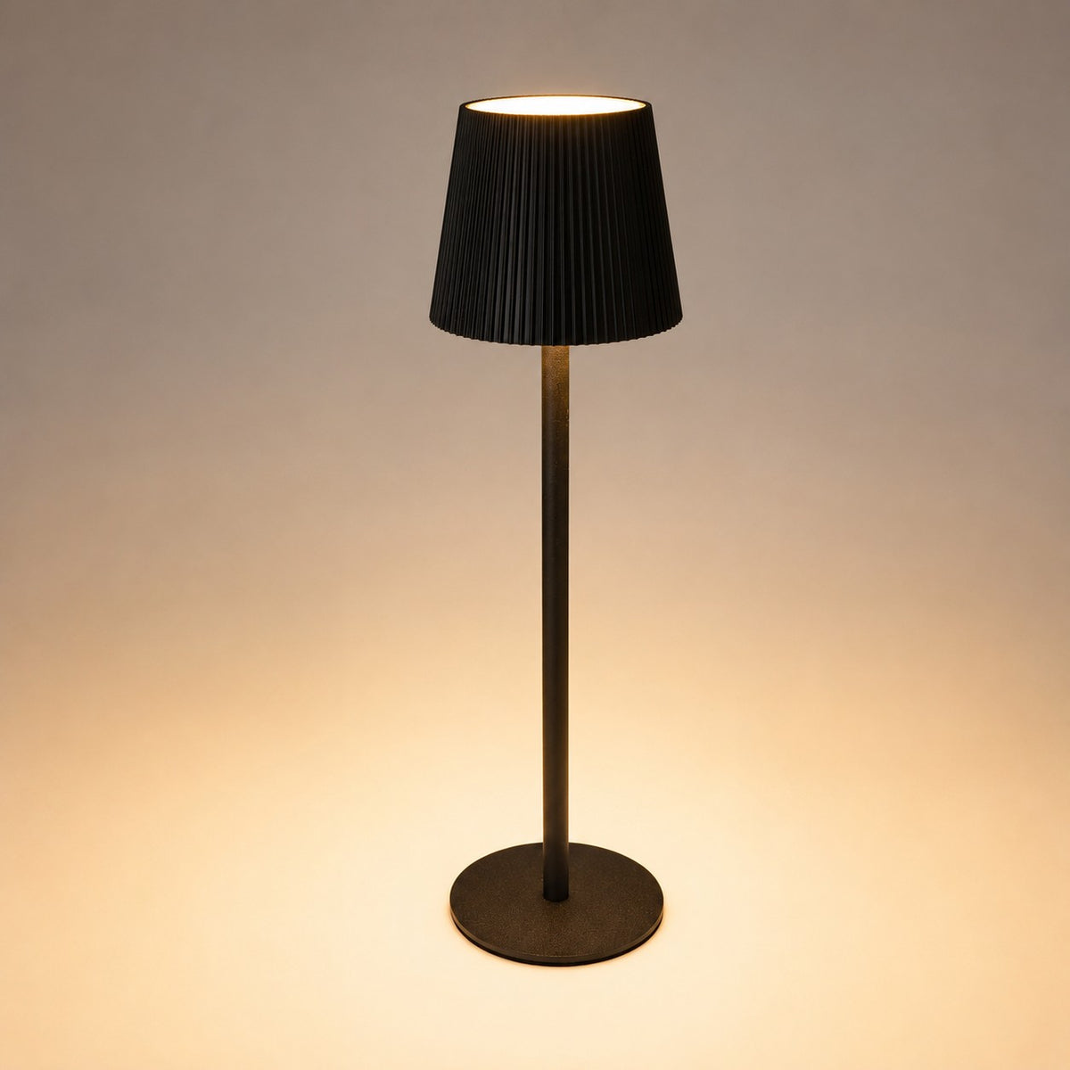 Black Touch-Control LED Table Lamp | 36cm, Dimmable Pleated Shade