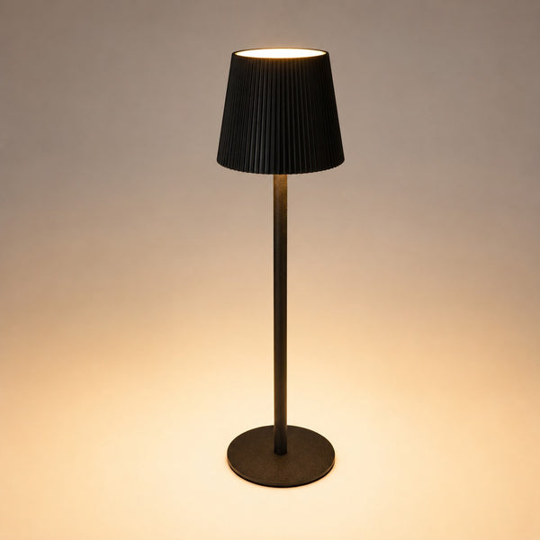 Black Touch-Control LED Table Lamp | 36cm, Dimmable Pleated Shade