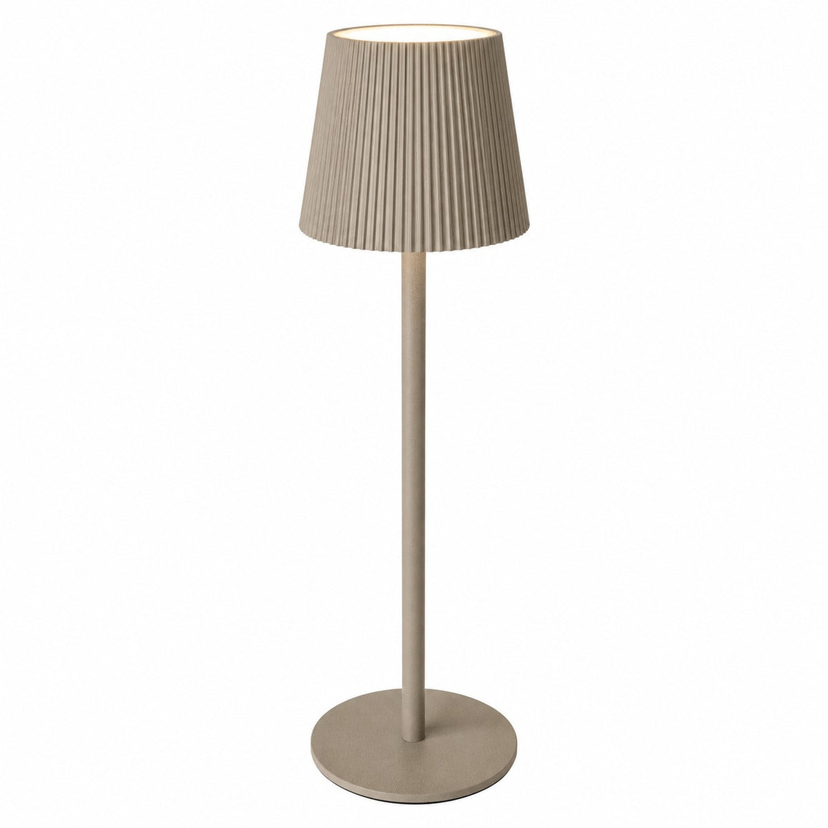 Taupe Cordless Pleated Shade Table Lamp | 36cm, Warm Ambient Glow