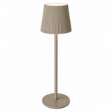 Taupe Cordless Pleated Shade Table Lamp | 36cm, Warm Ambient Glow