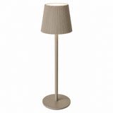 Taupe Cordless Pleated Shade Table Lamp 36cm Warm Ambient Glow