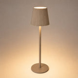 Taupe Cordless Pleated Shade Table Lamp | 36cm, Warm Ambient Glow