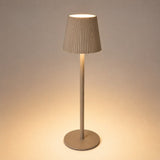 Taupe Cordless Pleated Shade Table Lamp 36cm Warm Ambient Glow