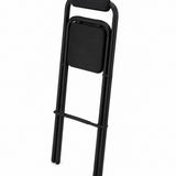 Folding Bar Stool with Backrest and Footrest | Black, Wood-Effect, 97cm
