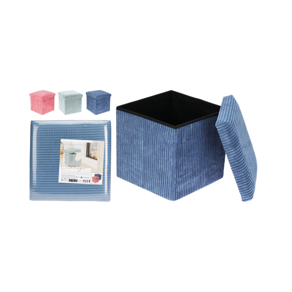 Home Decor Corduroy Storage Ottoman Cube | 38 x 38cm, Assorted Colours