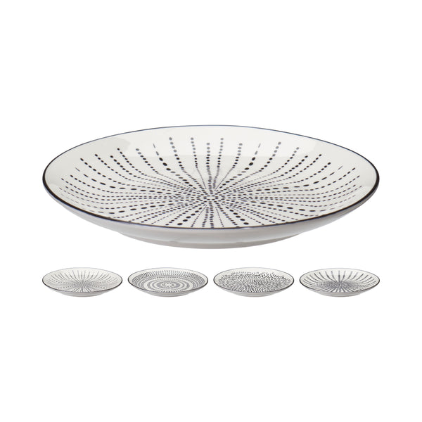 Kitchenware Assorted Monochrome Dot Side Plate | 20cm, Black and White