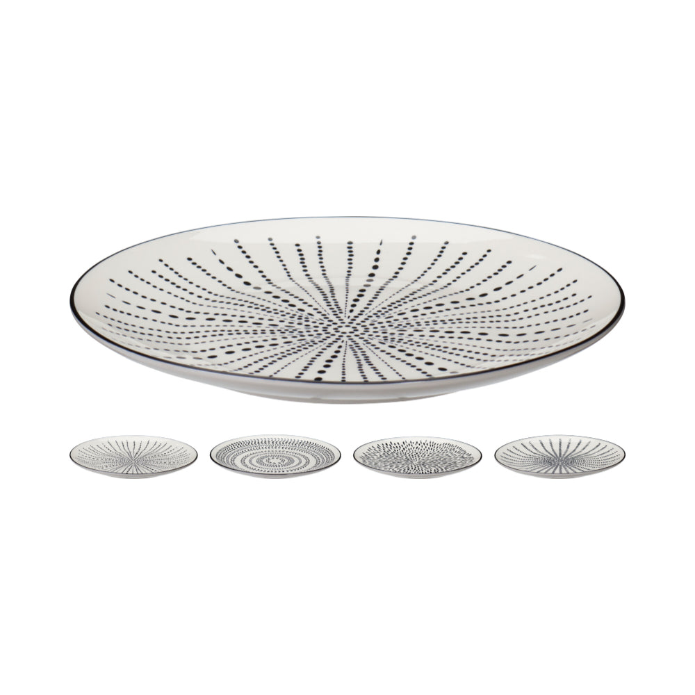 Kitchenware Assorted Black and White Dotted Dinner Plate | 27cm