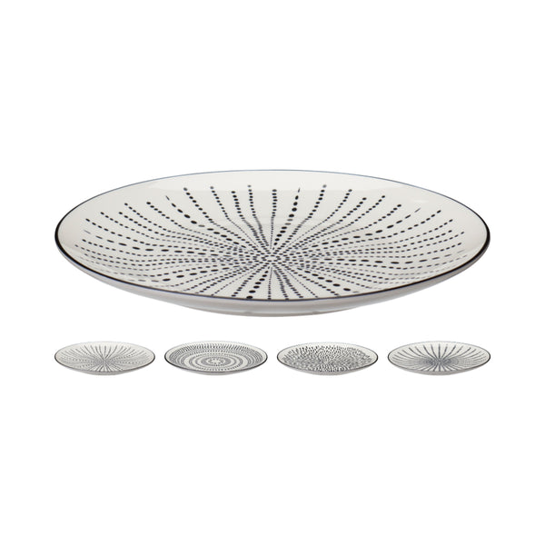 Kitchenware Assorted Black and White Dotted Dinner Plate | 27cm