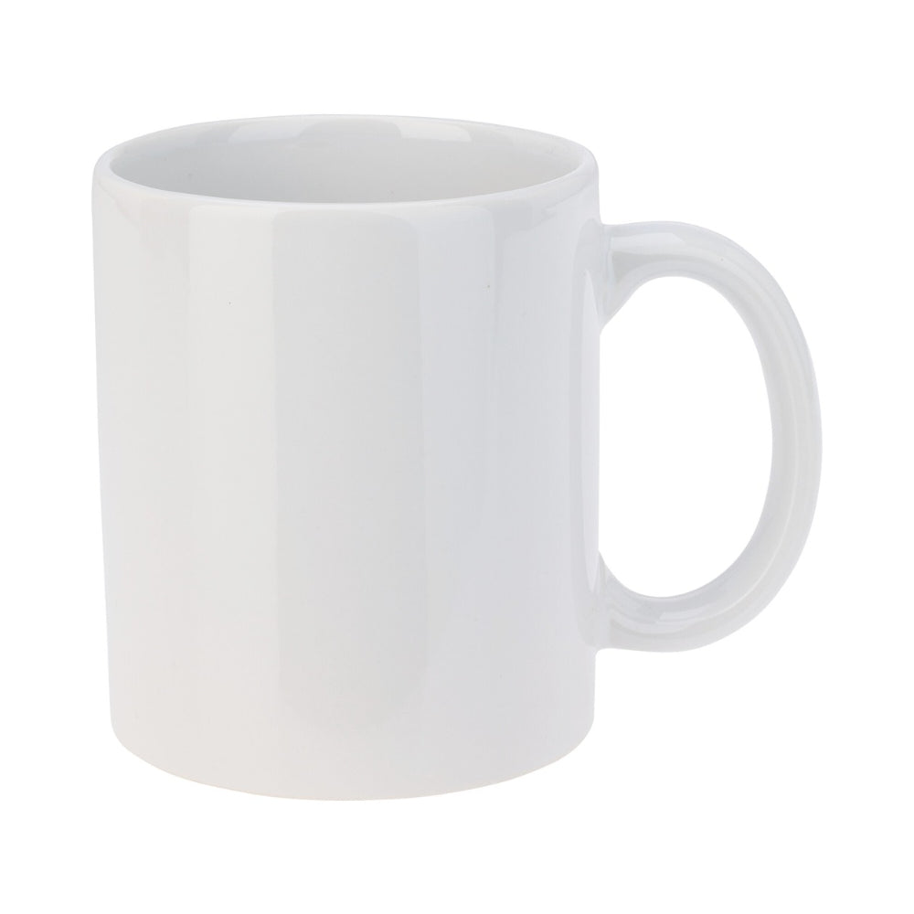 Kitchenware Plain White Glossy Mug | 310ml, Large Handle, Wide Opening
