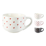 Glossy Heart Pattern Stoneware Mug | 450ml, Assorted Colours