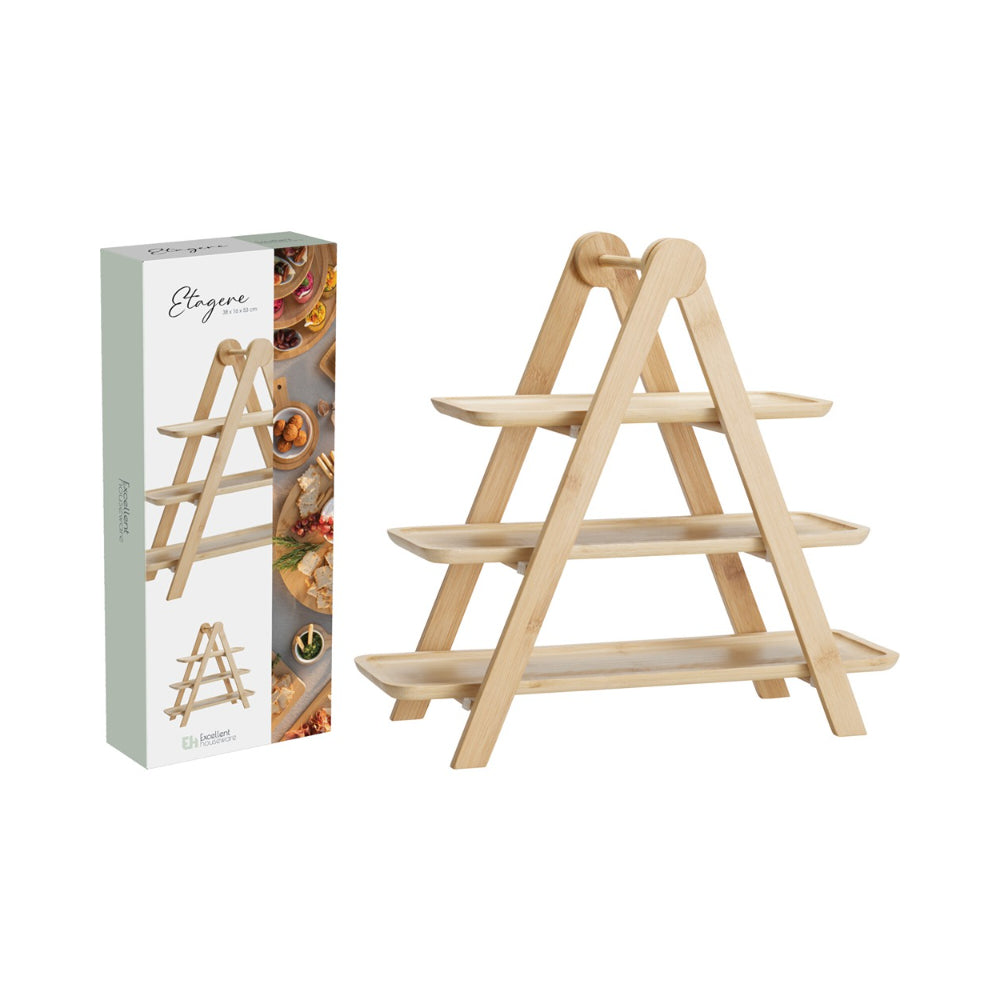 Kitchenware Bamboo 3-Tier Food Serving Stand | 38 x 16 x 53cm