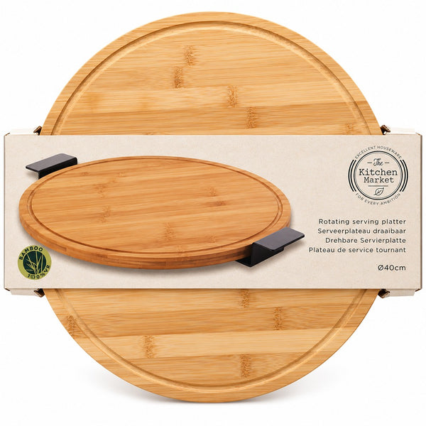 Bamboo Lazy Susan Table Centrepiece | 35cm Diameter, Raised Edge