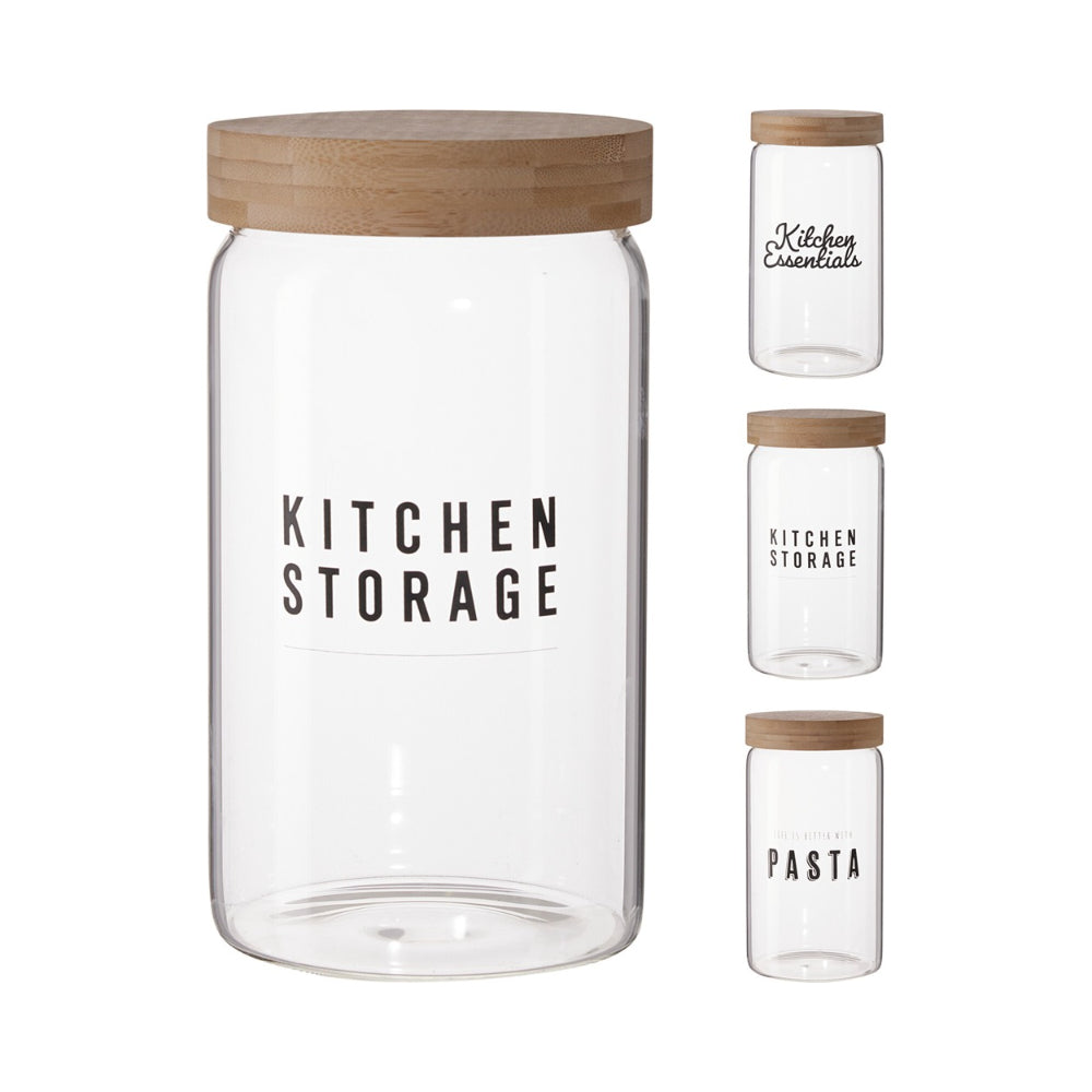 Kitchen Storage Glass Jar Canister | Wooden Lid, Pantry Storage