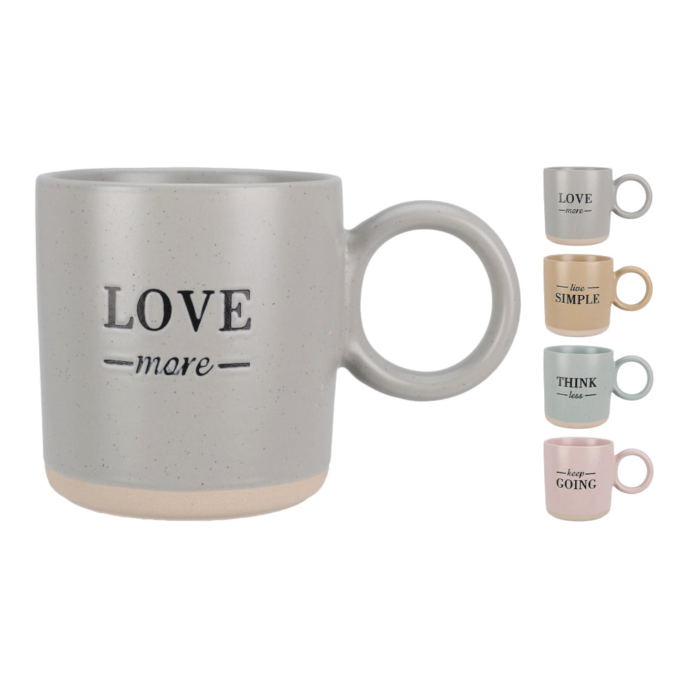 Inspirational Slogan Stoneware Mug | 350ml, Assorted Colours and Designs
