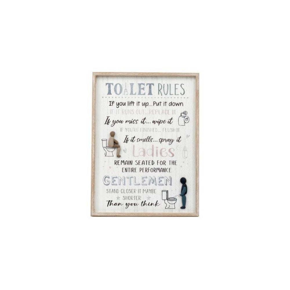 Toilet Rules Decorative Bathroom Wall Art Plaque Sign | 30 x 40cm