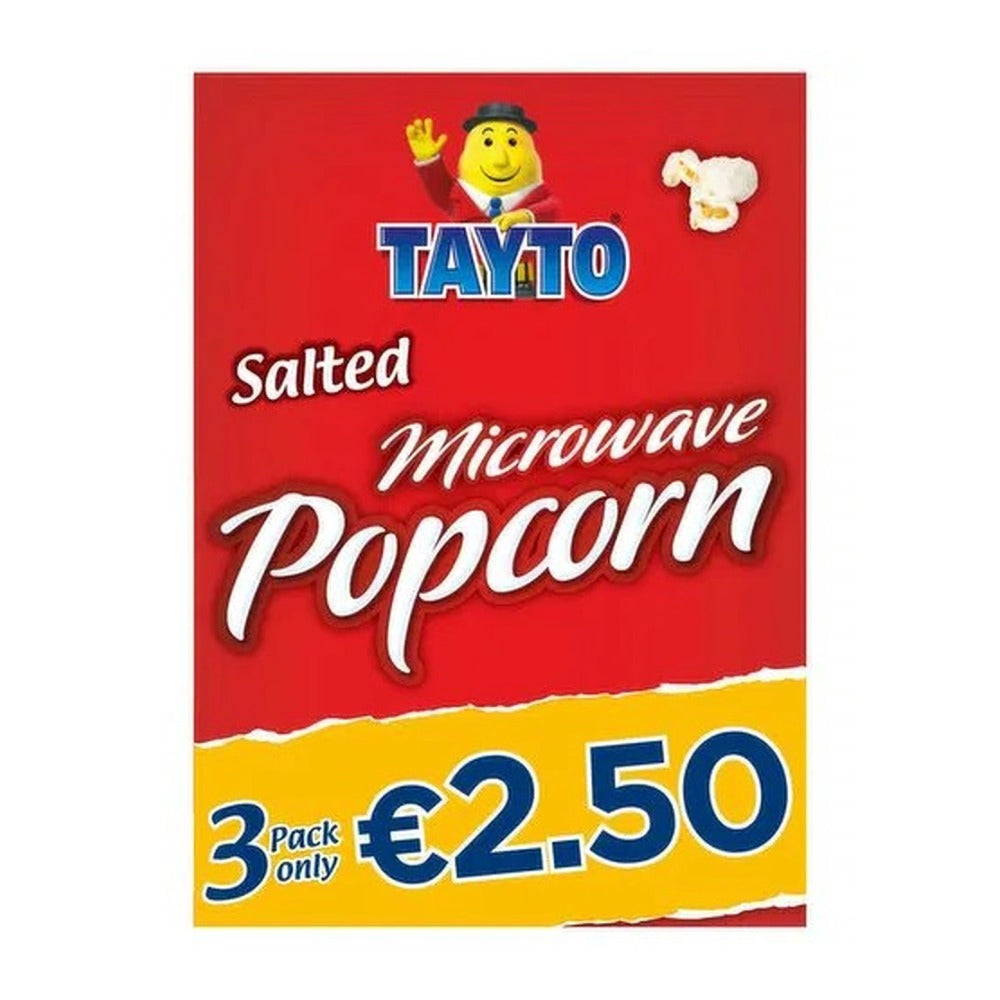 Tayto Salted Microwave Popcorn Snack - Fluffy, Pack of 3, 240g
