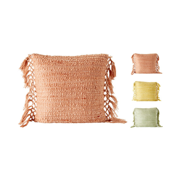 Home Decor Bobble Stripe Fringe Cushion | 43 x 43cm, Assorted Colours