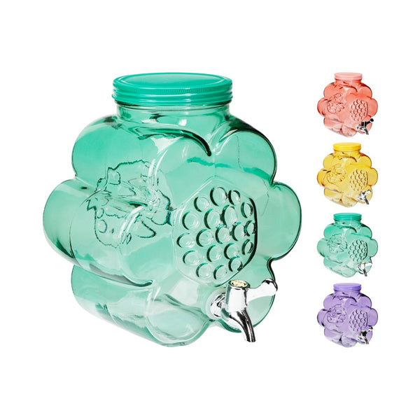 Flower Glass Beverage Dispenser | Assorted Floral Designs, Glass