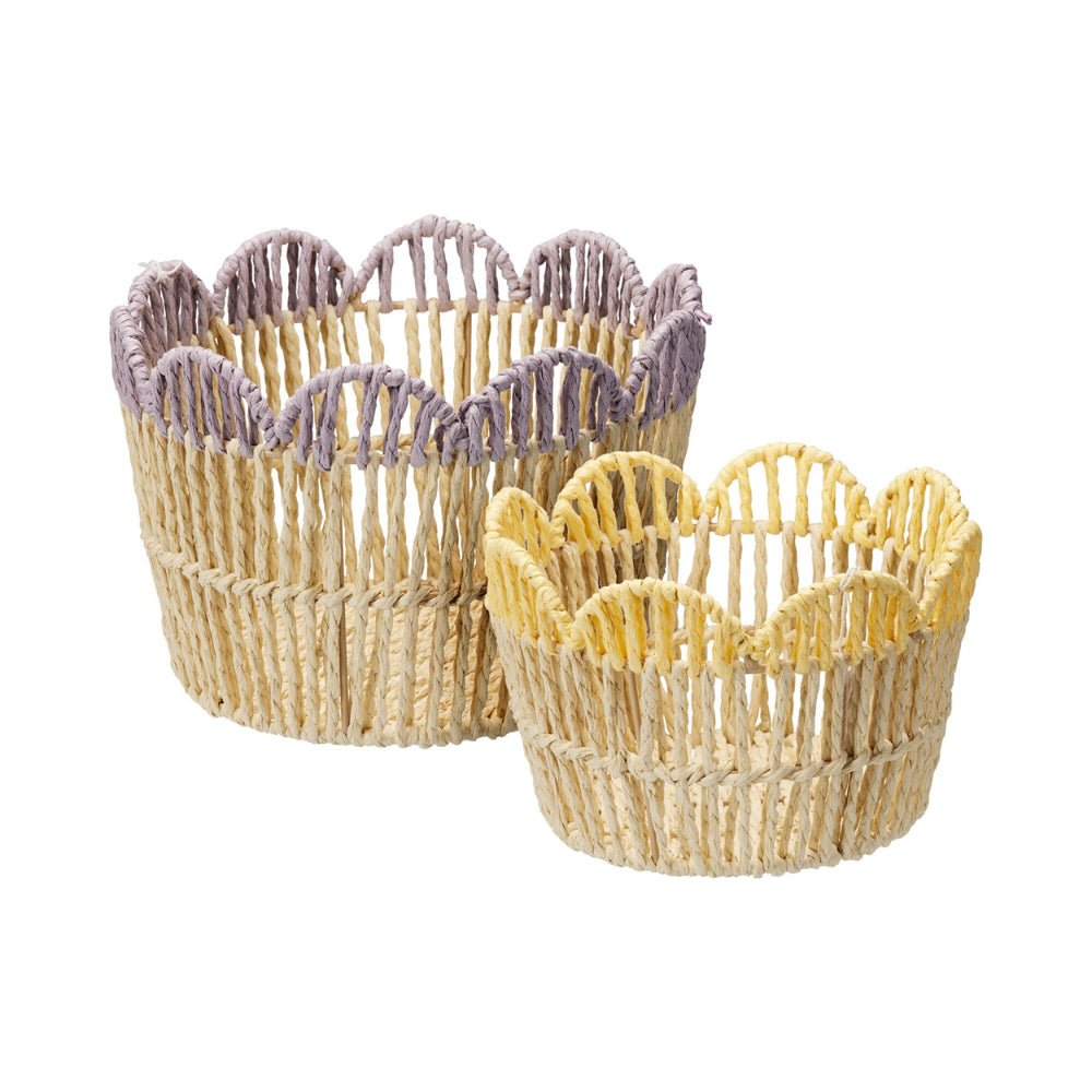 Home Decor Woven Storage Basket Set | Set of 2, Assorted Colours